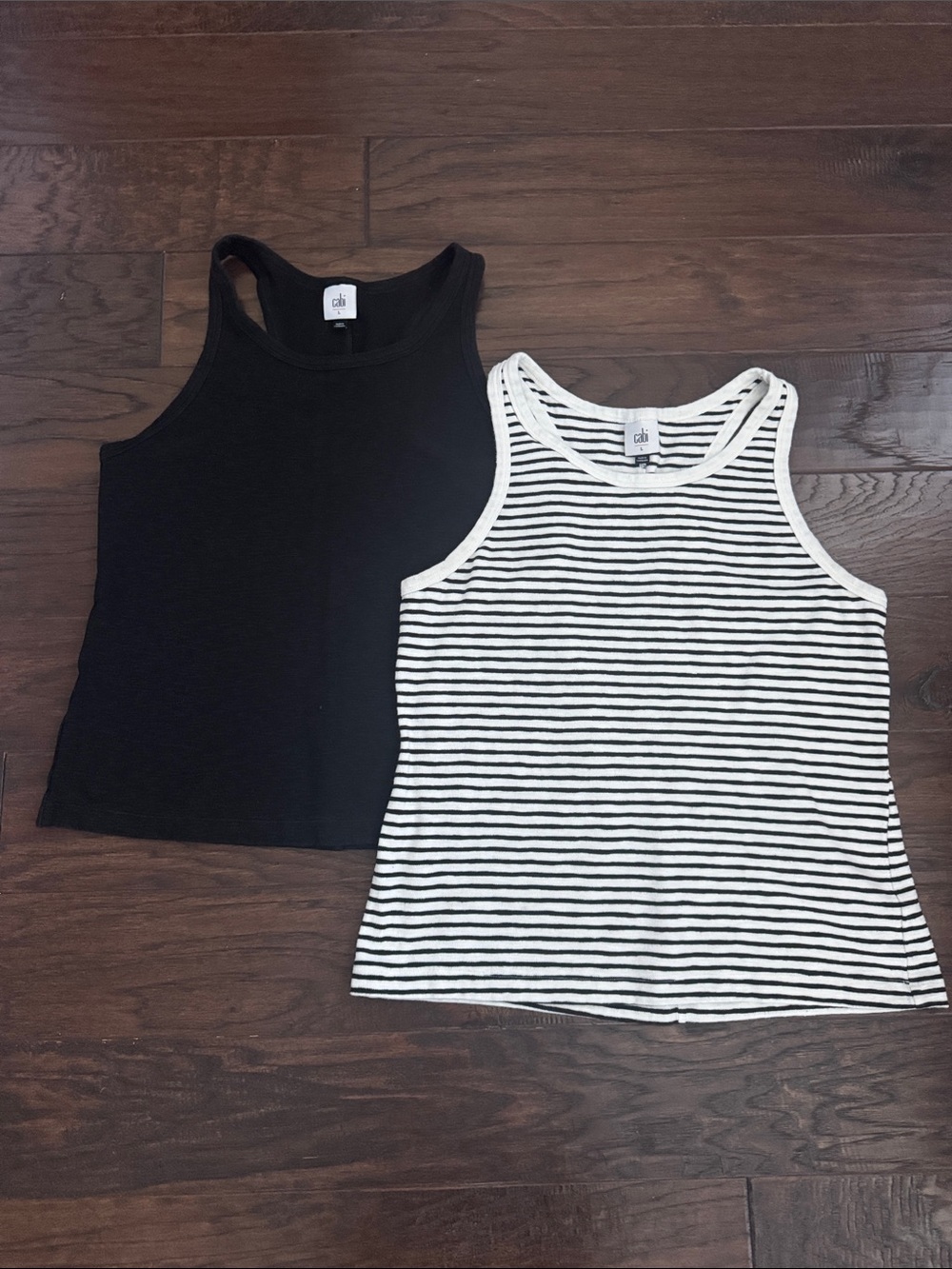 CAbi Tank Black/White Large Racerback Set of 2